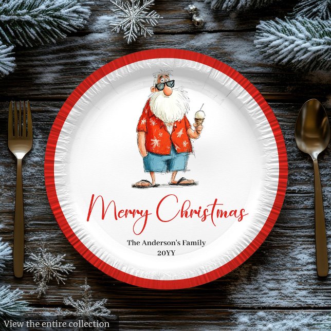 Pratos de jantar de Natal engraçados personalizado (Personalized Funny Santa Christmas Dinner Plates)
