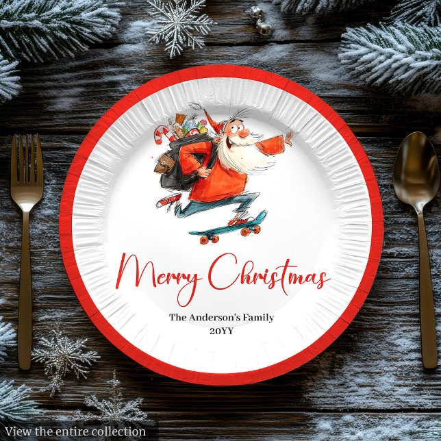 Pratos de jantar de Natal Vermelho Verde Divertido (Funny Santa Red Green Holiday Dinner Plates)