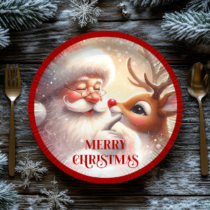 Pratos de Natal Divertidos Papai Noel e Rudi