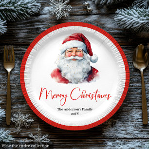 Pratos de Natal Editáveis Chic Papai Noel Tendênci