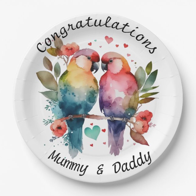Pratos de Ocasiao Personalizados Pássaros do Amor (Frente)