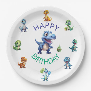 Pratos de Papel 1º Aniversário Dinossauro Menino -
