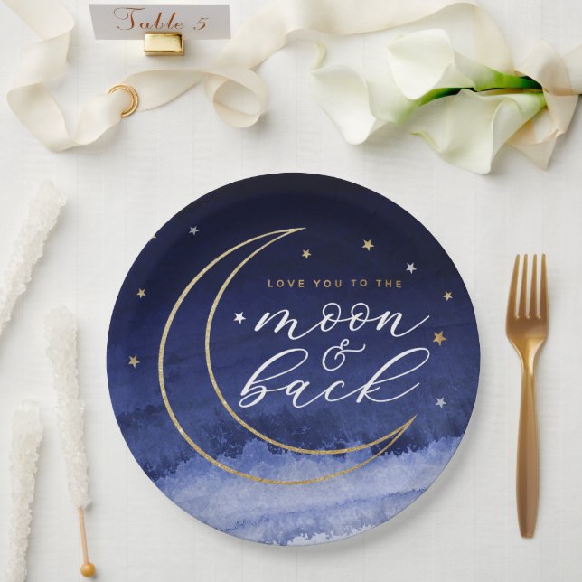 Pratos de papel Amor você até a Lua e de Volta (Casamento)