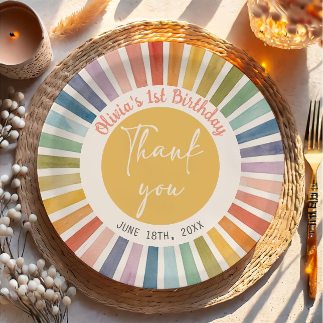 Pratos de Papel Aniversário Boho Sunshine (Criador carregado)