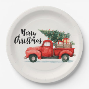 Pratos de Papel Árvore de Natal Festiva & Carro