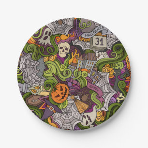 Pratos de papel assustadores de Halloween 7"