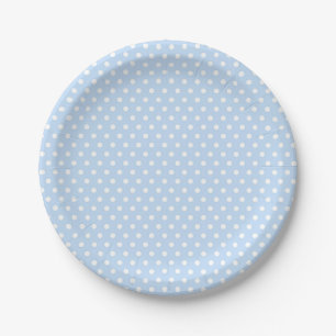 Pratos de Papel Azul Branco com Bolinhas