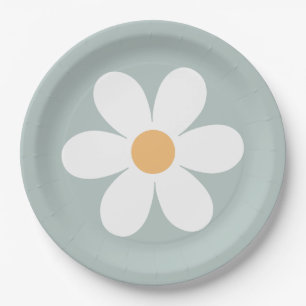 Pratos de Papel azul Retro Daisy