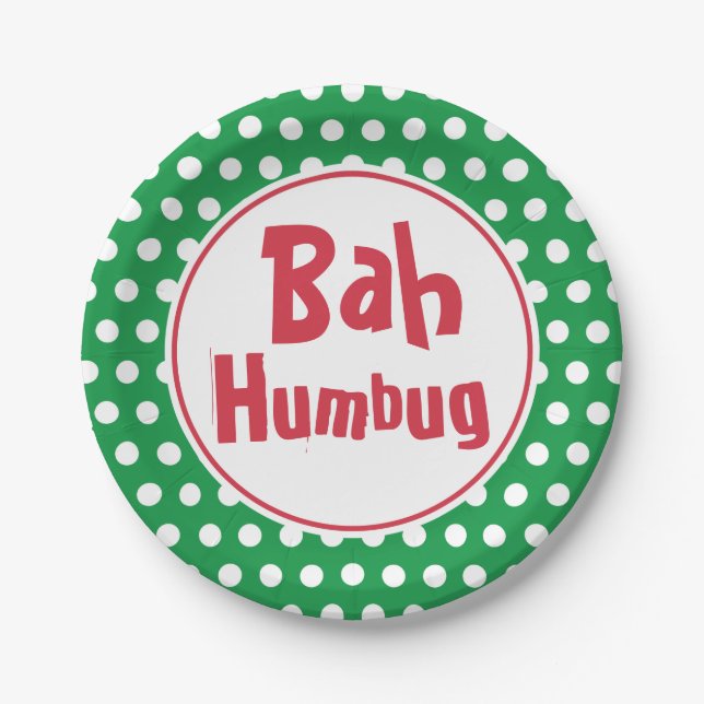 Pratos de Papel Bah Humbug Natal (Frente)
