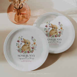 Pratos de Papel Bebê Somebunny Chuveiro Flor Silve