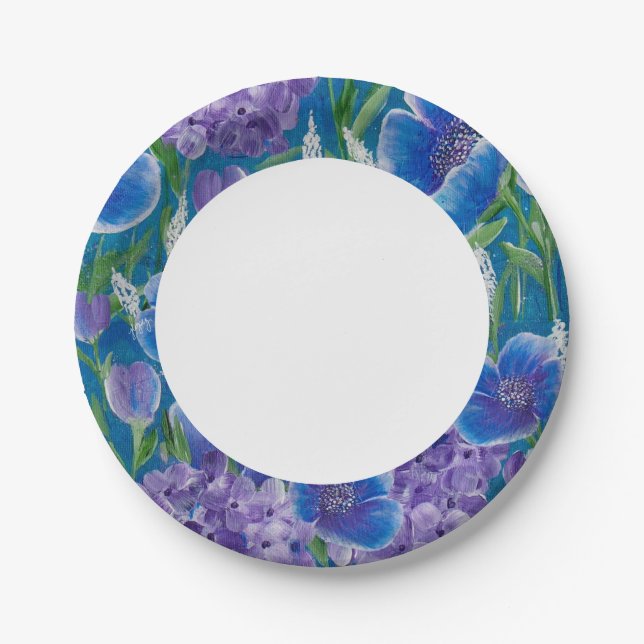 Pratos de Papel Bellisima Hydrangeas (Frente)