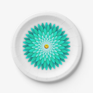 Pratos de Papel Blue Flower Mandala-68566