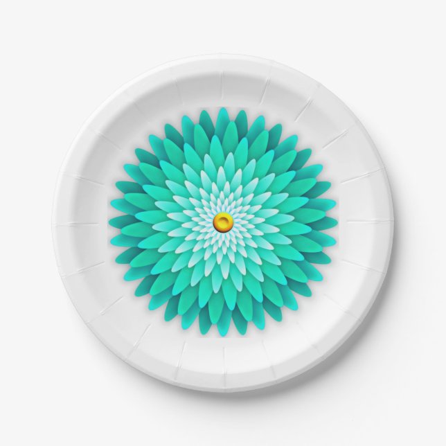 Pratos de Papel Blue Flower Mandala-68566 (Frente)