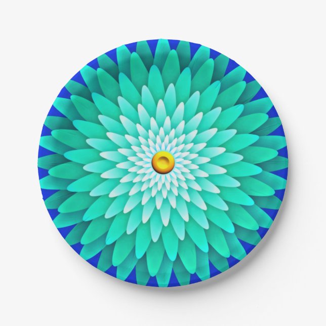 Pratos de Papel Blue Flower Mandala-68566 (Frente)