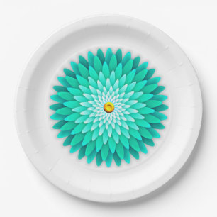 Pratos de Papel Blue Flower Mandala-68566