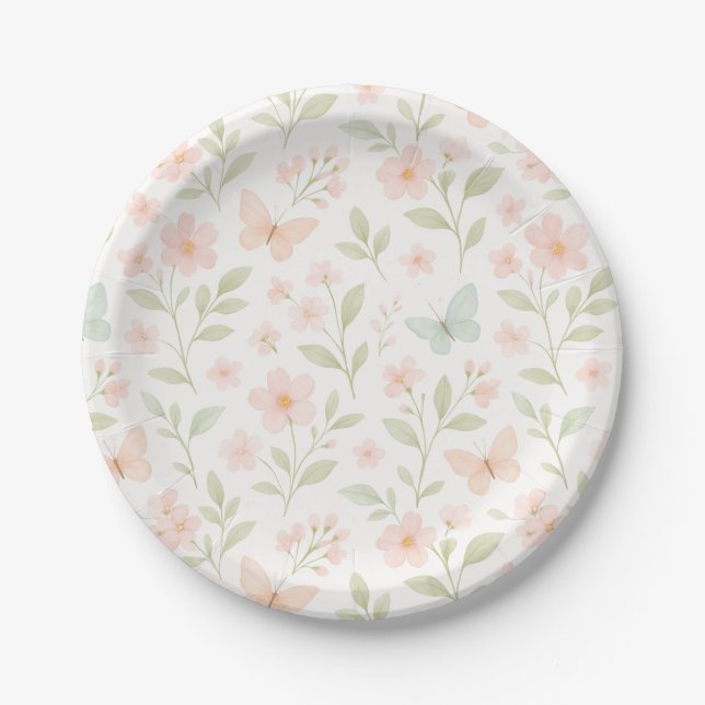 Pratos de Papel Borboleta Floral de Primavera – pa (Frente)