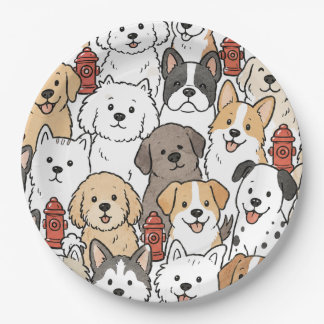 Pratos de Papel Cachorrinho Fofo e Hidrante