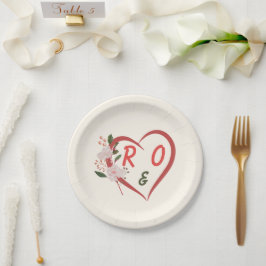 Pratos de Papel Casamento com Arco Floral Editável