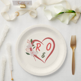 Pratos de Papel Casamento Floral Arco Editável