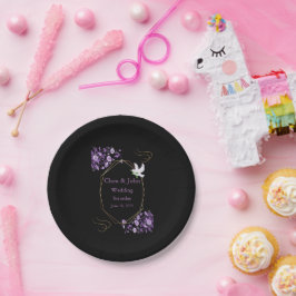 Pratos de Papel Casamento Roxo e Preto