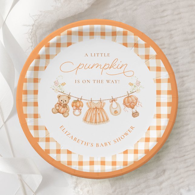Pratos de Papel Chamada Gingham Little Pumpkin Bab (Criador carregado)