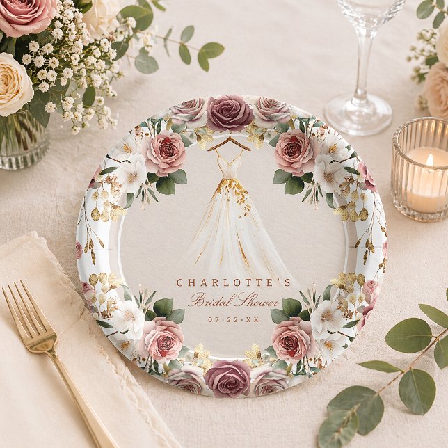 Pratos de Papel Chuveiro de Noiva Floral Rústico (Fall Floral Bridal Shower Paper Plates)