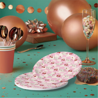 Pratos de Papel Cisne Coquette e Cereja