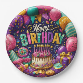Pratos de Papel Coloridos Únicos para Aniversário