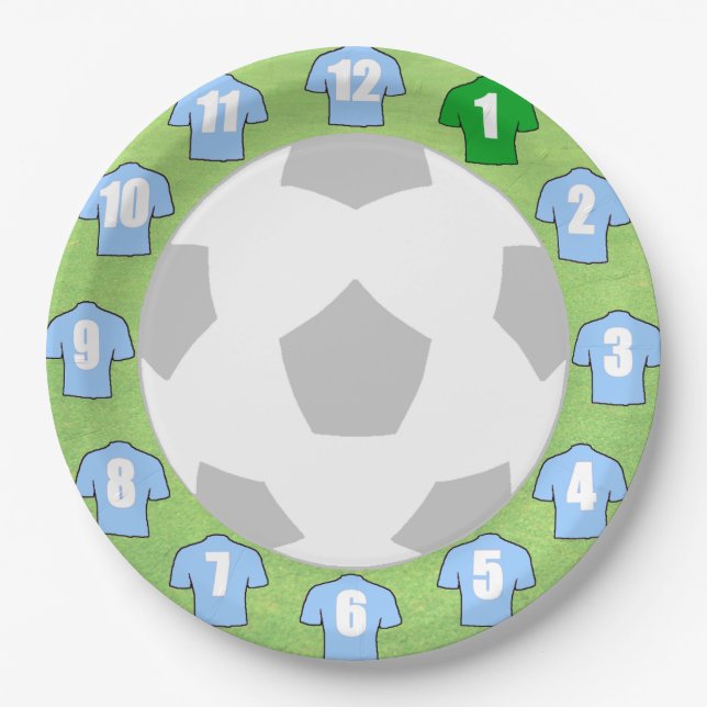 Pratos de Papel com Camisas Esportivas Azul Céu Cl (Frente)