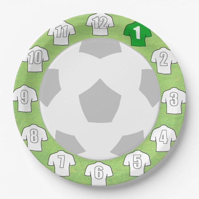 Pratos de Papel com Camisas Esportivas Brancas (Frente)