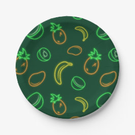 Pratos de Papel com Estampa de Frutas Tropicais Ne