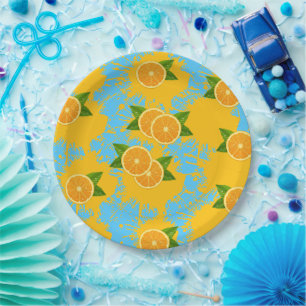 Pratos de Papel com Estilo de Laranja Vibrante