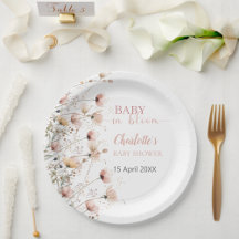 pratos de papel com flores silvestres template