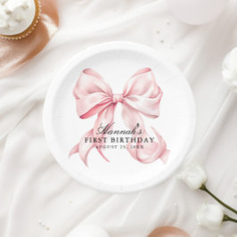 Pratos de Papel com Laço Rosa, Pratos de Papel com