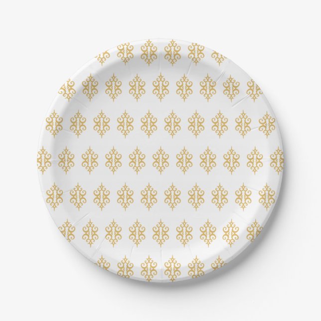 Pratos de Papel com Padrão de Renda Elegante (Frente)