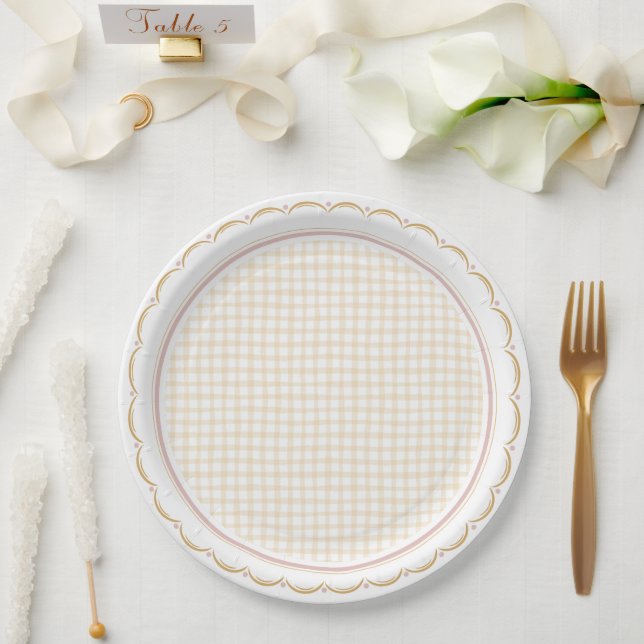 Pratos de Papel com Recorte e Xadrez (Casamento)