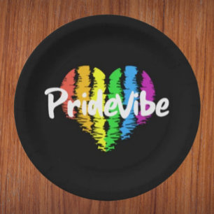 Pratos de Papel Coração PrideVibe: Preto Ousado