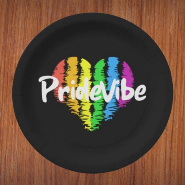 Pratos de Papel Coração PrideVibe: Preto Ousado (Criador carregado)