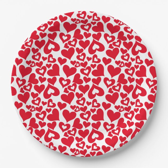 Pratos de Papel Corações de São Valentim (Frente)