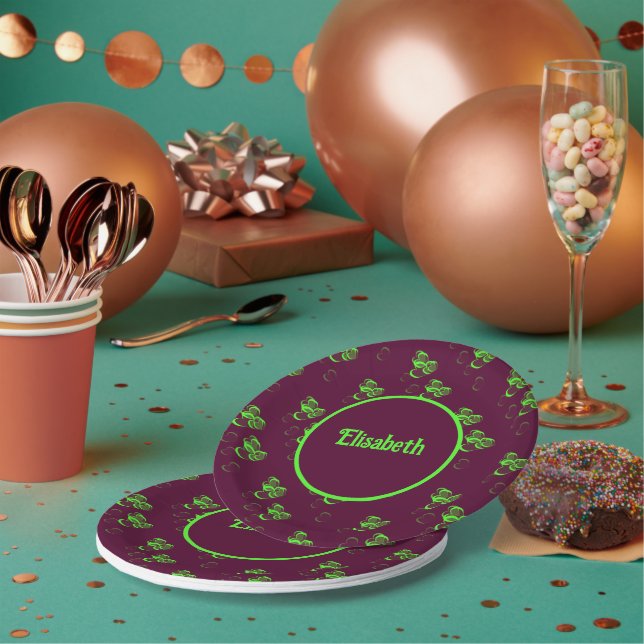 pratos de papel corações verdes (Múltiplo)