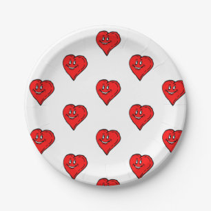 Pratos de Papel Corações Vermelhos Amor