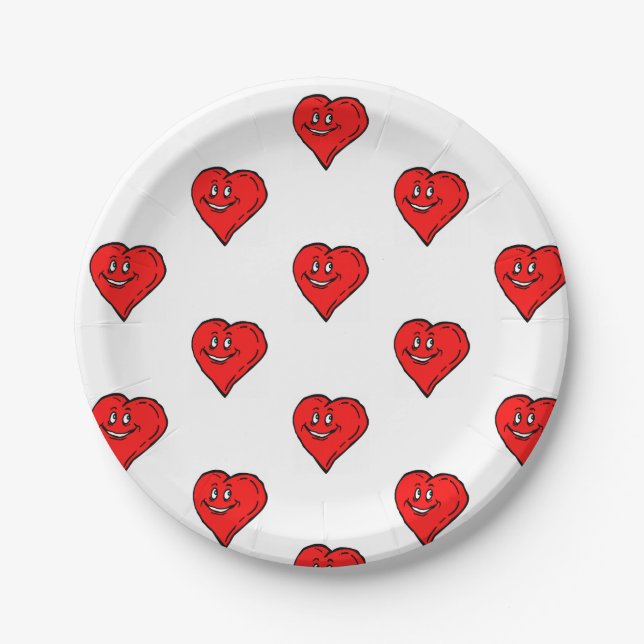 Pratos de Papel Corações Vermelhos Amor (Frente)