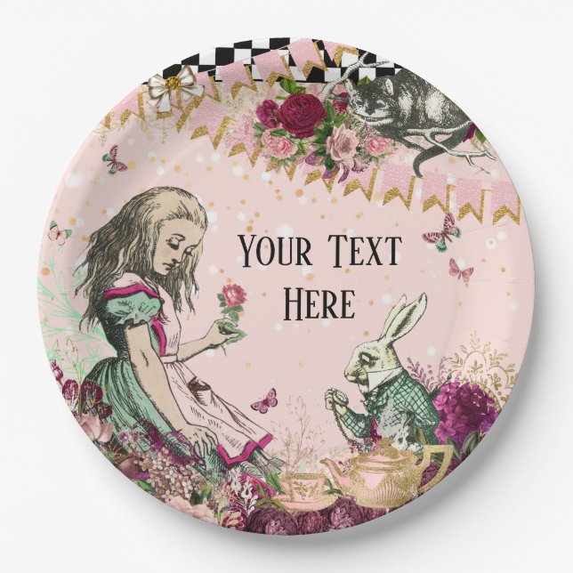 Pratos de papel da Alice no País das Maravilhas (Frente)