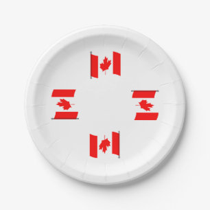 Pratos de Papel da Bandeira Canadense Acenando