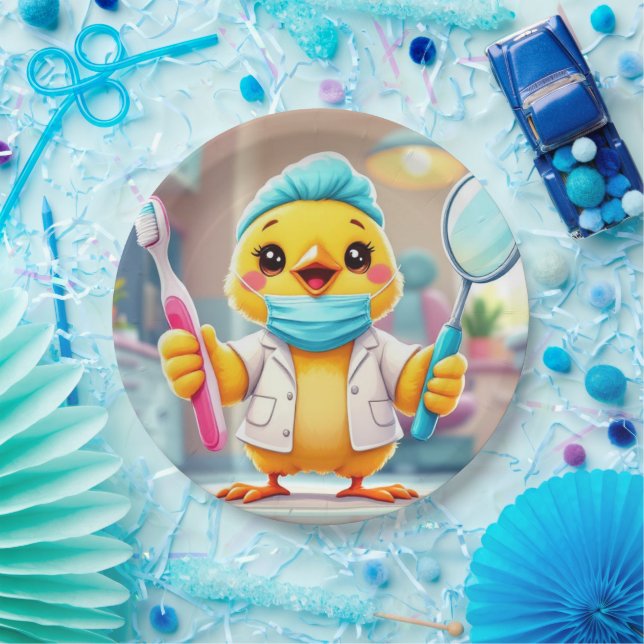 Pratos de papel da garota dentista (Festa)