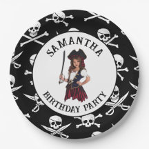 Pratos de Papel da Garota Pirata