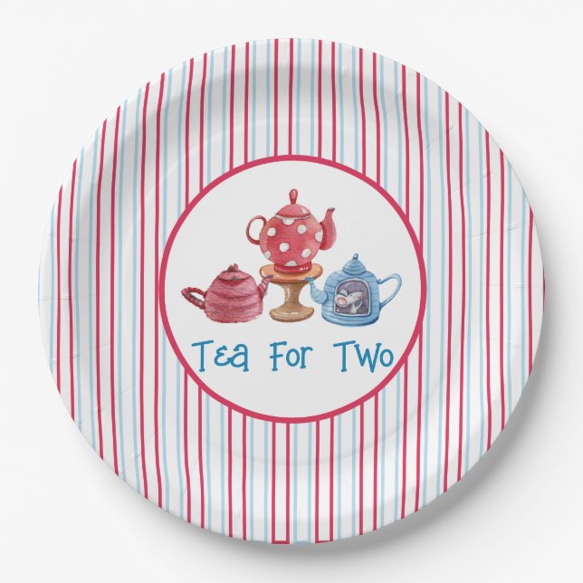 Pratos de Papel de 7" Tea For Two Teapots (Frente)