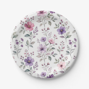 Pratos de papel de aguarela floral vintage chic