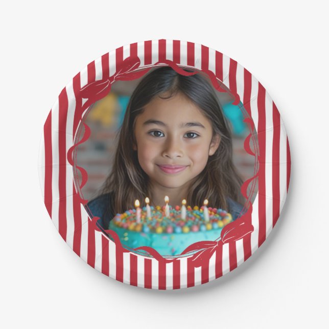 Pratos de Papel de Aniversário com Foto Personaliz (Frente)