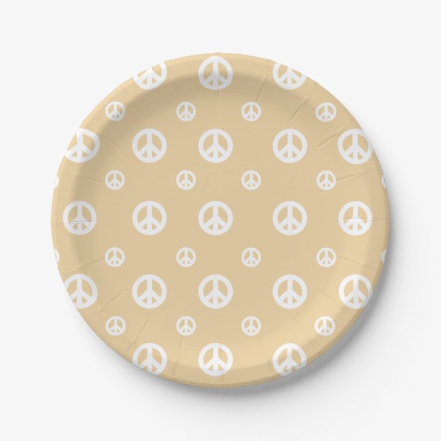 Pratos de papel de aniversário com símbolo da paz  (Frente)